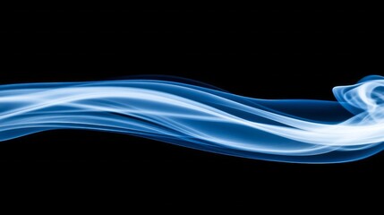 Aufkleber - Soft blue tendrils of smoke swirl and flow smoothly, illuminated faintly against a black background. The ethereal quality invites fascination and tranquility in this artistic display