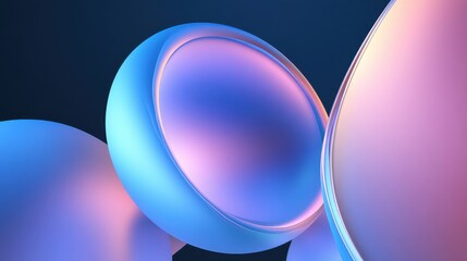 Poster - Abstract geometric spheres in gradient light with futuristic design elements