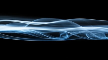 Poster - Swirls of soft blue light flow smoothly across a dark background, creating an enchanting display. The gentle curves and ethereal quality evoke a sense of calm and tranquility