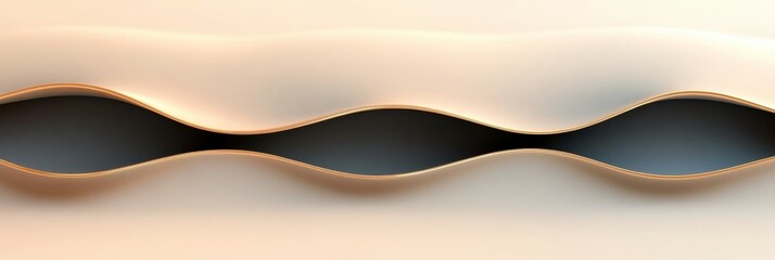 Poster - Abstract fluid shape with metallic waves and soft neutral background