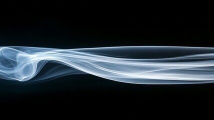 Poster - Delicate streams of luminous mist swirl through the air, weaving intricate patterns against a deep black backdrop. This captivating display evokes a sense of calm and wonder, inviting contemplation