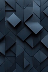Poster - Abstract geometric arrangement of dark blue triangles and squares creating a modern textured background design