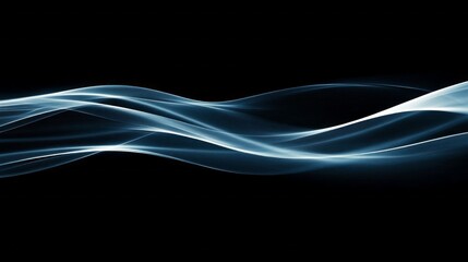 Poster - Soft, translucent waves undulate gracefully against a backdrop of deep blackness, creating a mesmerizing display of light and movement that evokes tranquility and depth