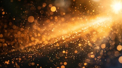 Aufkleber - Shimmering golden particles illuminate the dark surroundings, creating a magical effect during a festive nighttime celebration with joyous ambiance and excitement.