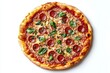 © Michael - Overhead view of a whole pepperoni pizza with fresh basil leaves, creating an inviting image of italian cuisine