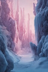 Wall Mural - person standing in snowy forest