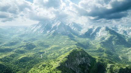 Wall Mural - mountain range aerial view