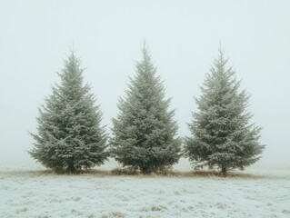 Wall Mural - winter trees standing