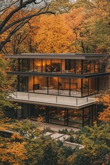 Canvas Print - Wooded Area House