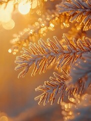 Wall Mural - tree branch with frost