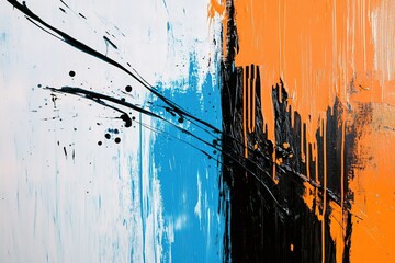 Poster - Abstract Expressionism: Vibrant Acrylic Paint Splatter Composition with Bold Colors
