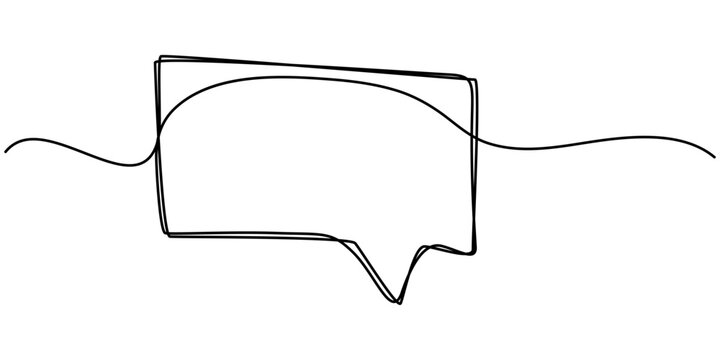 Speech Bubble Single Line Icon, Speech bubble shape one line drawing of isolated continuous outline vector icon, Speech Bubble Continuous Line Icon, Speech bubble continuous one line drawing.
