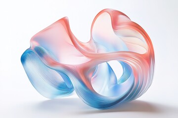 Poster - Translucent wave sculpture with red and blue gradient on clean white background