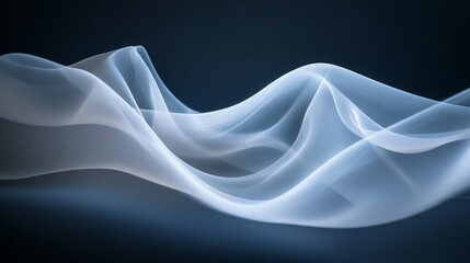 Poster - Delicate layers of translucent fabric ripple gently, illuminated by soft light. This mesmerizing movement evokes a sense of calmness and beauty, capturing a moment of ethereal grace