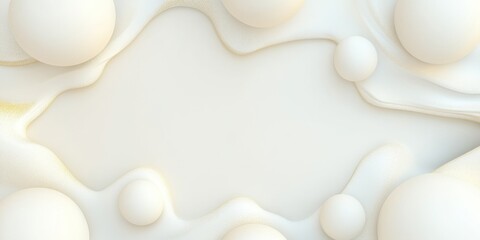 Poster - abstract background with white spheres and smooth curved patterns