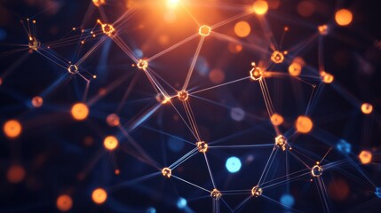 Fototapete - Abstract Network Connection with Colorful Lights and Background