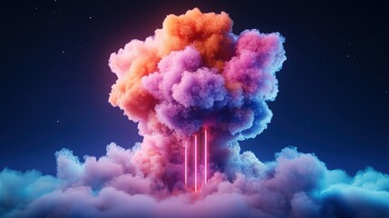 Poster - Colorful abstract smoke explosion representing space travel and hyper jumps in a 3d environment