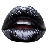 Sensual Black Lips Glossy Makeup Beauty Dark Dramatic Closeup Shot art sexy girl mouth model woman  