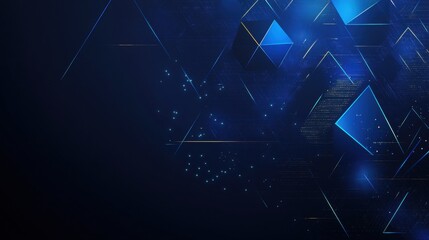 Fototapete - Abstract Blue Geometric Background with Triangles and Digital Patterns