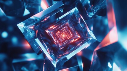 Fototapete - Abstract Digital Art of Geometric Crystal Shapes in Motion