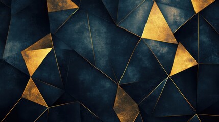 Poster - Dark Geometric Background with Gold Accents for Elegant Designs