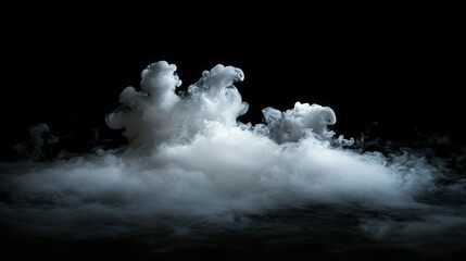 Poster - Wisps of white smoke swirl softly against a dark backdrop. The delicate formations evoke a sense of mystery and enchantment, creating captivating patterns and shapes