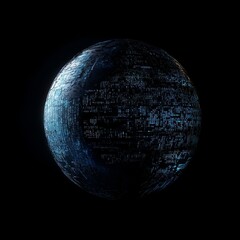 Poster - Digital Sphere: A futuristic, glowing orb in the darkness represents advanced technology and complex systems.