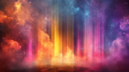 Poster - vibrant cosmic background with colorful light and nebula effects