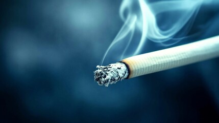 Aufkleber - A delicate cloud of smoke curls gently from a smoldering cigarette, creating a serene atmosphere in the subdued light, evoking peaceful contemplation at dusk