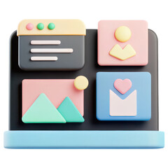 Poster - ecommerce marketing plan, colorful digital interface design featuring various elements like images, text, and icons