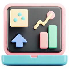 Poster - ecommerce marketing plan, Colorful 3D icons representing data analysis, growth, and statistics