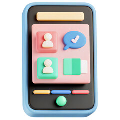 Poster - ecommerce marketing plan, Colorful smartphone with app icons and buttons, showcasing digital interaction