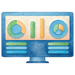 Poster - ecommerce marketing plan, Digital dashboard with colorful charts and graphs for data analysis