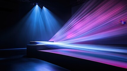 Poster - Colorful Light Beams Creating Dynamic Atmosphere in Dark Setting