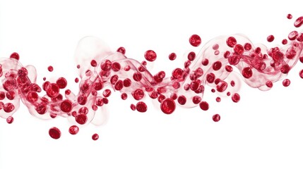 Poster - Flowing Red Liquid with Bubbles on White Background for Abstract Art