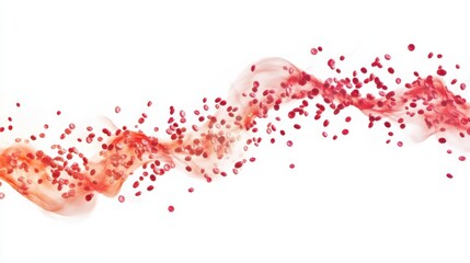 Poster - Fluid Red Wave with Bubbles on a White Background for Abstract Art