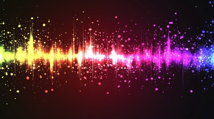 Poster - Vibrant Sound Waves with Colorful Particles in Abstract Design
