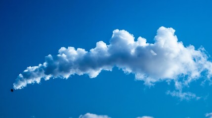 Aufkleber - A captivating cloud formation stretches across the bright blue sky, resembling smoke or a gentle plume. The sun illuminates the scene, creating an enchanting atmosphere in the afternoon air