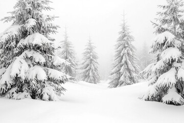 Wall Mural - snowy forest landscape