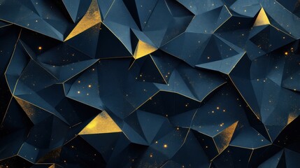 Poster - Abstract Texture with Geometric Shapes, Dark Tones and Gold Accents