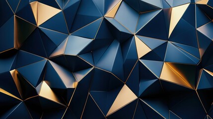 Poster - Abstract Geometric Structure with Dark Shades and Golden Highlights