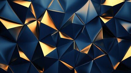 Poster - Reflective Geometric Pattern with Metallic Shades and Depth Effects