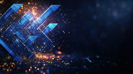 Aufkleber - Blue and black abstract background with glowing star and illuminated arrows composition