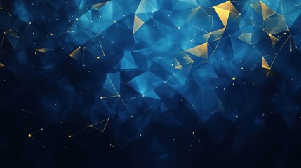 Poster - Abstract Blue and Gold Geometric Background with Lights and Shapes