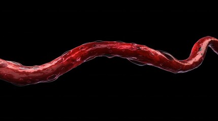 Poster - Intricate Red Fluid Waving on Black Background in Stunning Detail