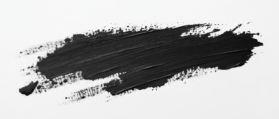 Aufkleber - Abstract black paint stroke on white canvas texture creating a dynamic artistic background for creative projects and designs