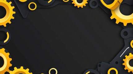 Poster - Colorful Gears and Cogs on Black Background for Industrial Themes