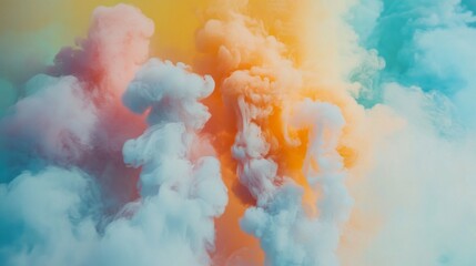 Poster - Soft clouds blend beautifully in hues of pink, orange, and blue as daylight fades into evening. The tranquil colors evoke serenity and a sense of wonder in the twilight sky