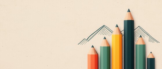 Poster - Pastel Background Infographics concept. Pastel Colored Financial Management Infographic with Pencils