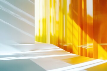 Poster - Abstract Sunlight: Warm hues illuminate crisp white walls creating striking shadows